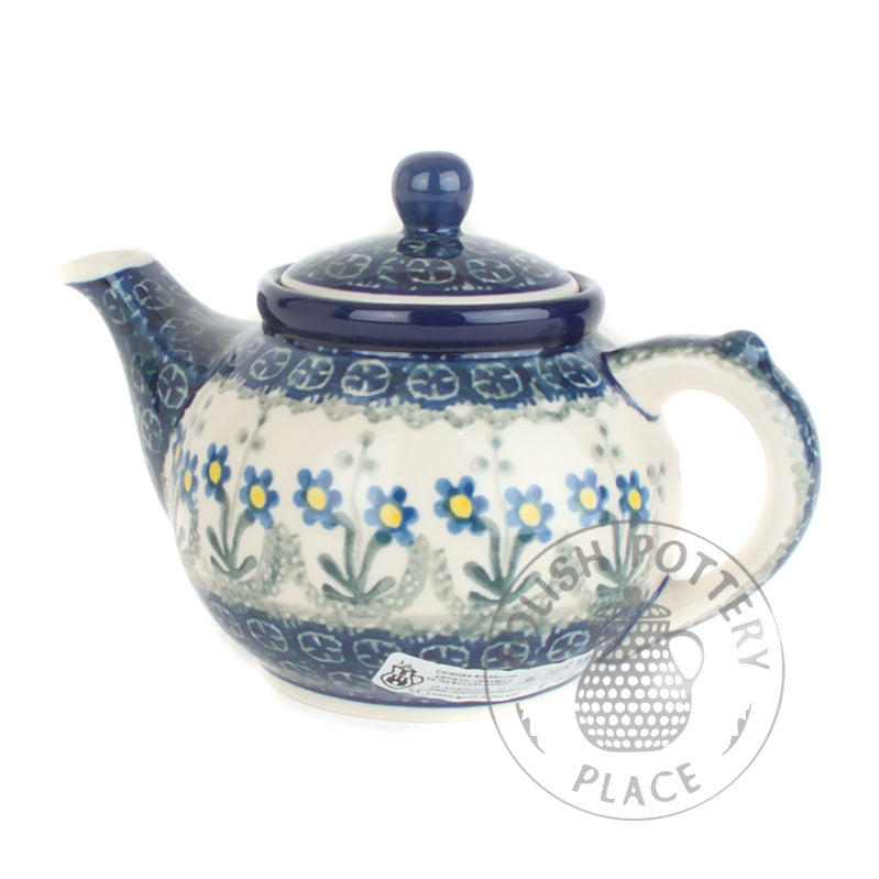 Round Teapot - 14 oz - Blue Forget Me Nots