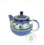 Round Teapot - 30 oz - Green & Blue Lace