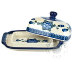 Large Butter Dish - Large Blue Flowers