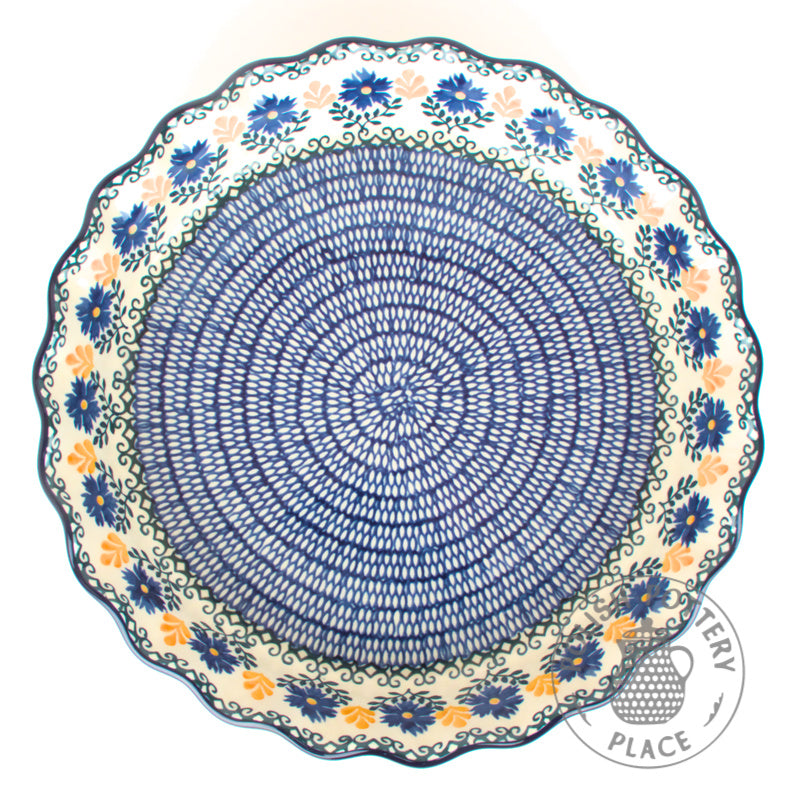 Pie Dish - Blue & Yellow Cornflower