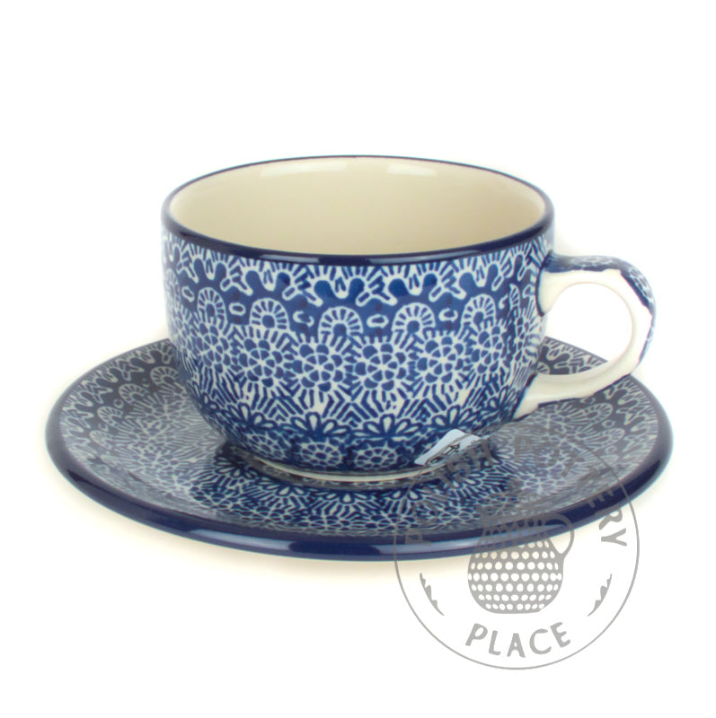 9oz Cup & Saucer - Blue Lace