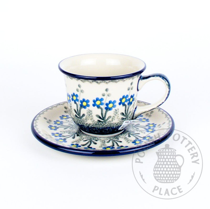 7oz Cup & Saucer - Blue Forget Me Nots