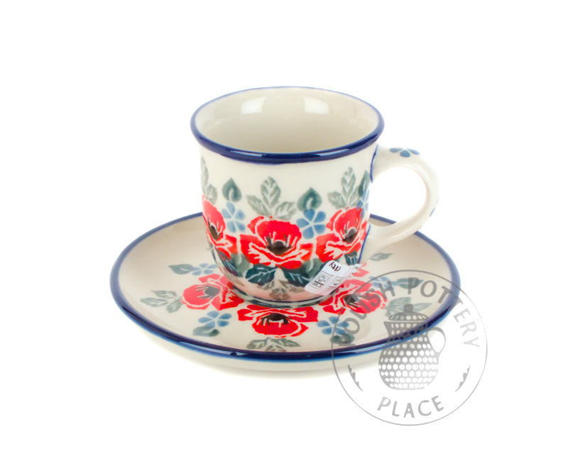 Demitasse Cup and Saucer - Red Roses