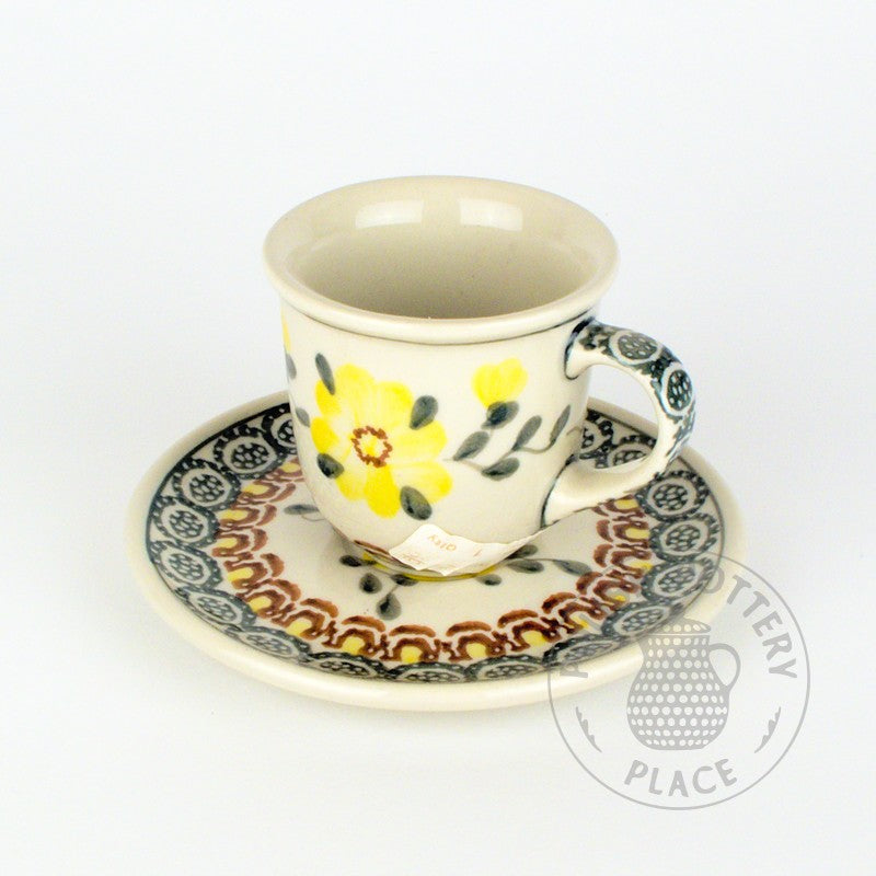 Demitasse Cup & Saucer - Big Gold Flower