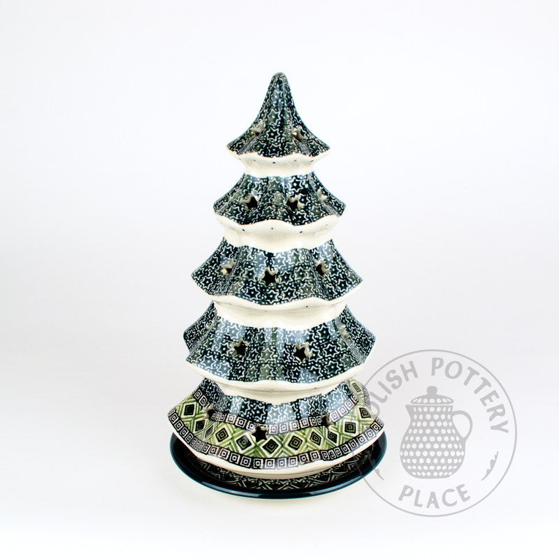 Large Tealight Tree - Green and Black Tiles